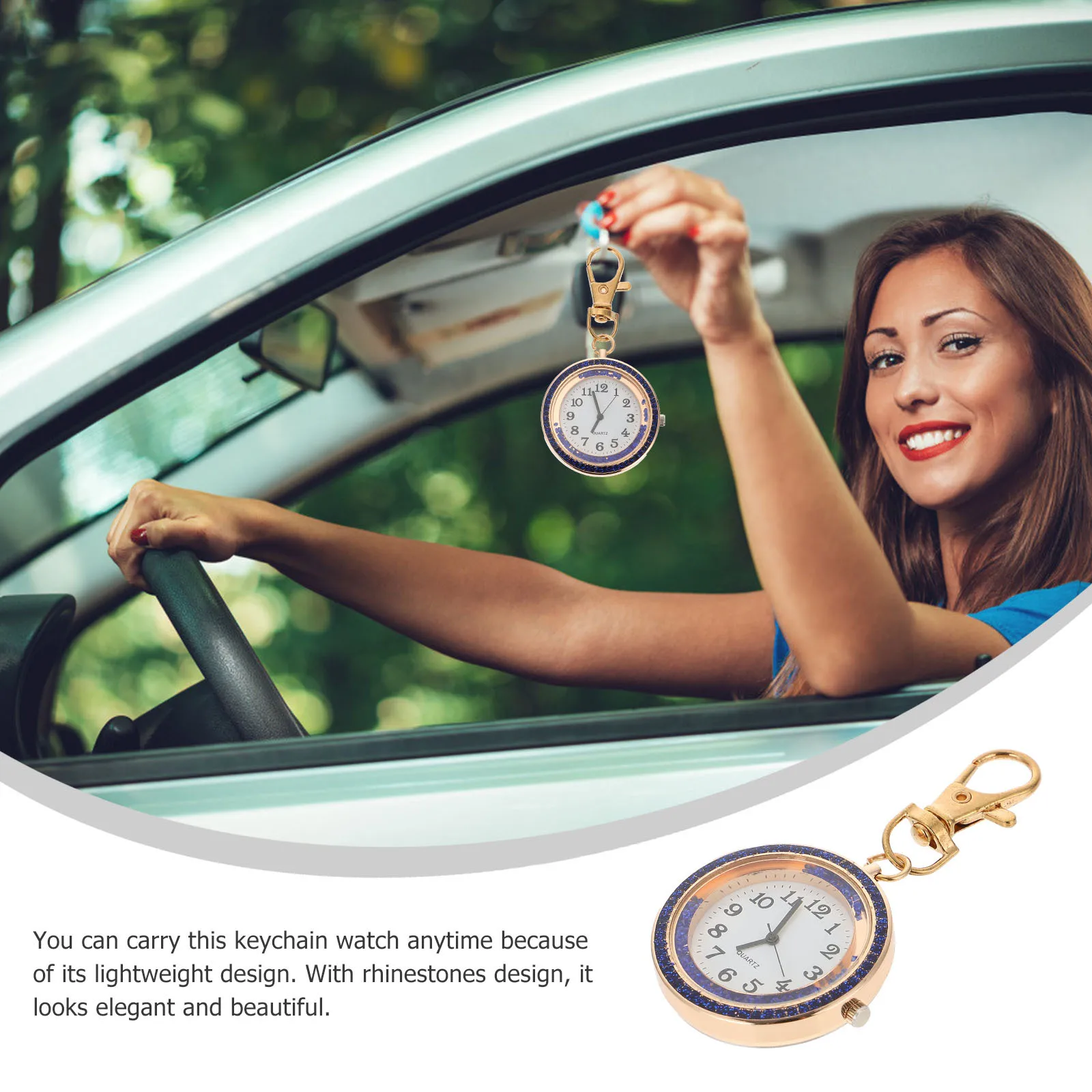 1pc Rhinestone Pocket Watch Hanging Keychain Quartz Nurse Doctor Gift Pendant Timepiece Unisex Student Portable Watch