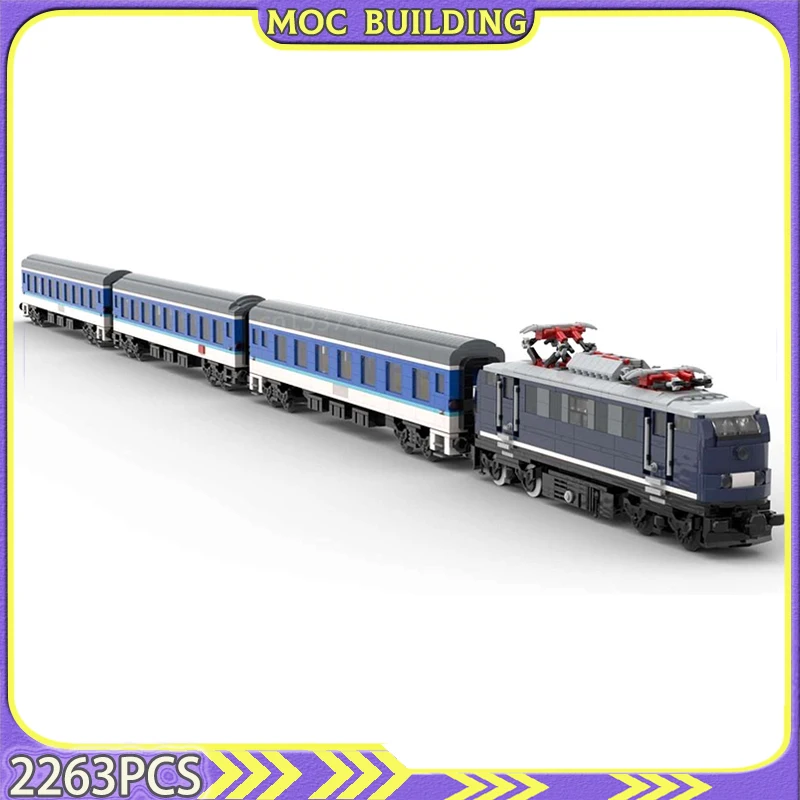 City Train German European Locomotive Model Passenger Cars MOC Building Blocks Bricks DIY Toys Birthday Gifts