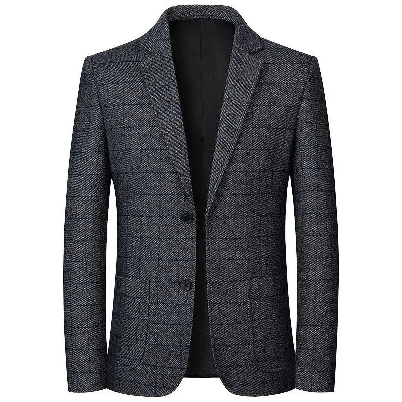 Blazers casuais xadrez slim fit masculinos, jaquetas de roupa formal, casacos masculinos, roupas de negócios, novos, primavera, outono, tamanho 4XL