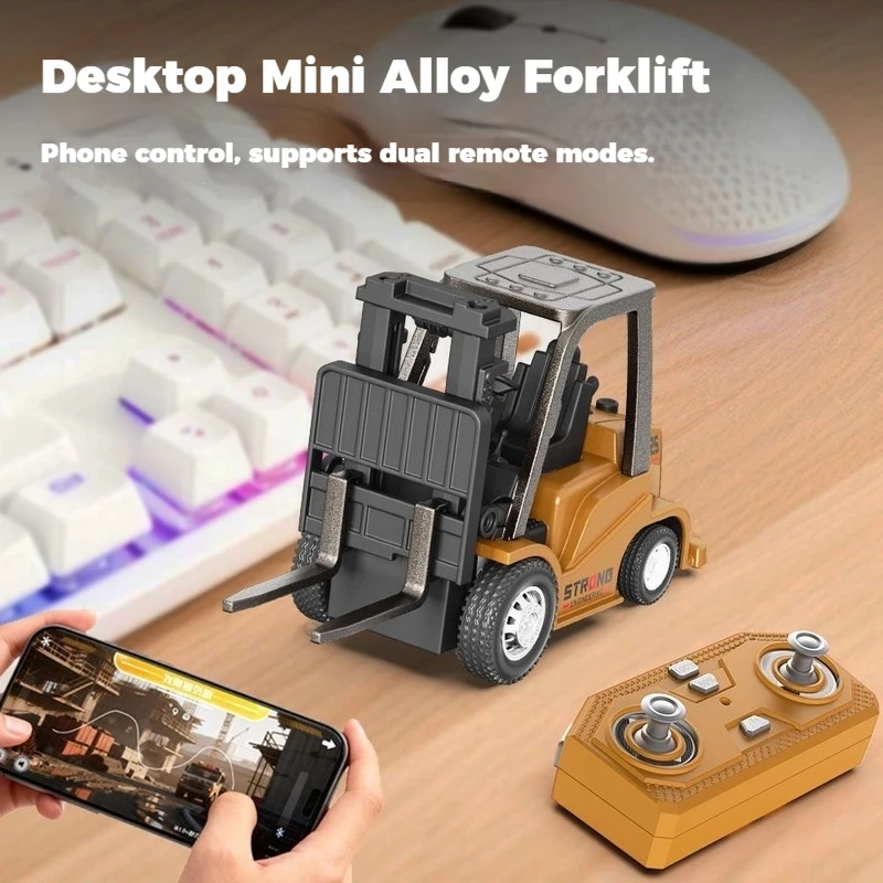 Miniexcavadora de escritorio, camión volquete, carretilla elevadora, aplicación móvil Bluetooth para controlar a los niños, coche de Control remoto, juguete de descompresión