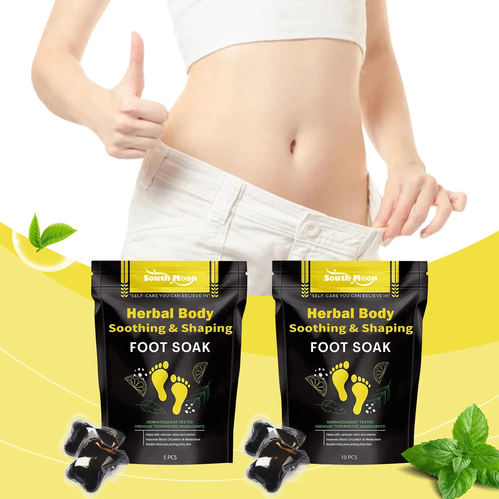 

Травяной мешок для ванны для ног South Moon, нежно увлажняет кожу ног с гелевыми бусинами для замачивания ног