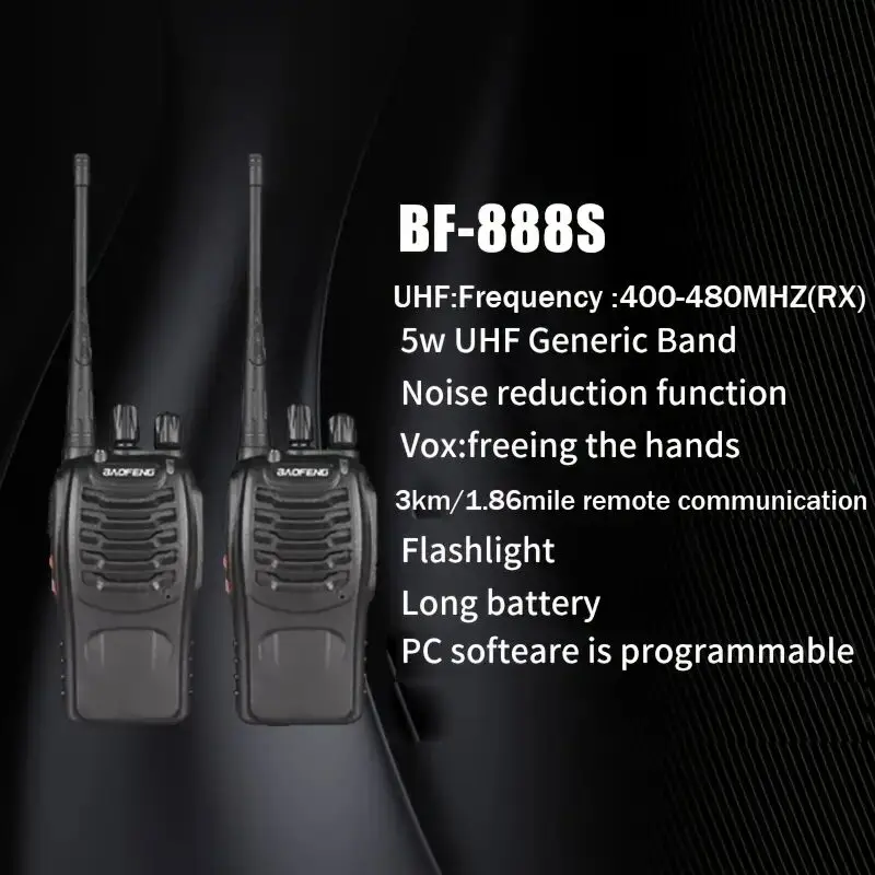 Портативная рация Baofeng, двусторонняя радиосвязь BF 888s UHF 400-470 МГц, 16-канальная рация дальнего действия, радиостанция, приемопередатчик