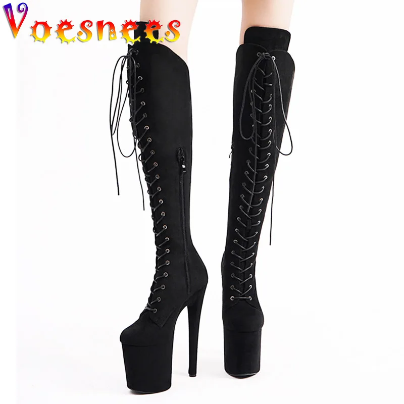 Nightclub Women High Tube Boots Fashion Ladies Over-the-Knee High Heels 20CM Spring And Autumn Suede Platform Pole Dancing Shoes