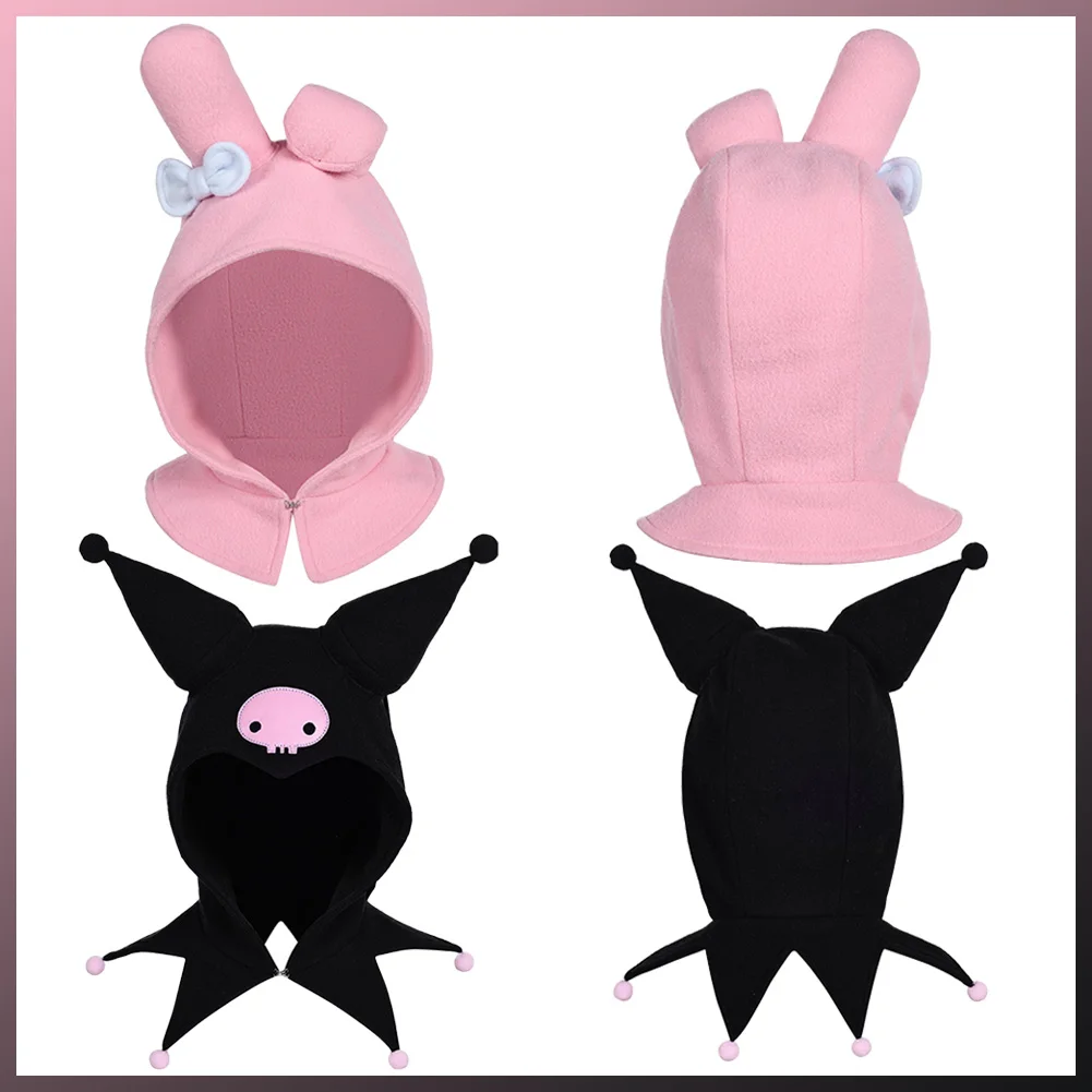 

Disguise Kawaii Elf Hat Black Pink Headwear Anime Melody Costume Accessories Girls Women Role Play Fancy Dress Up Party Props