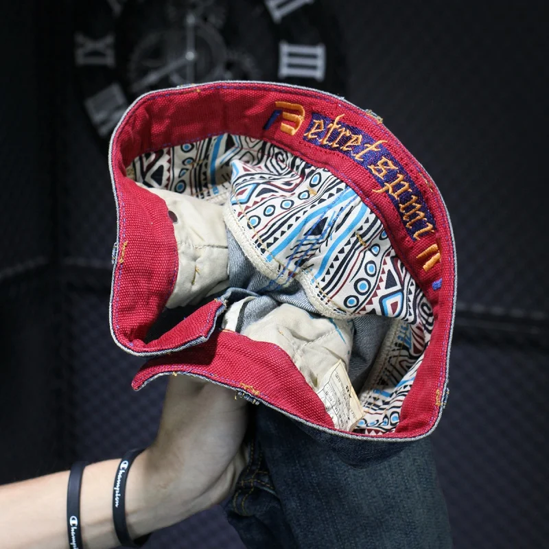 Retro Nostalgic Washed Jeans Men's 2024 Spring and Autumn High-End Embroidery Stretch Slim-Fitting Small Straight Smart Trousers