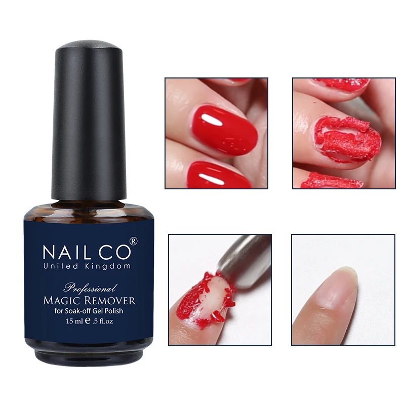 NAILCO-esmalte de Gel mágico, 15ml, capa Base superior limpia, barniz semipermanente UV para remojar, herramienta de eliminación de manicura, producto en Gel