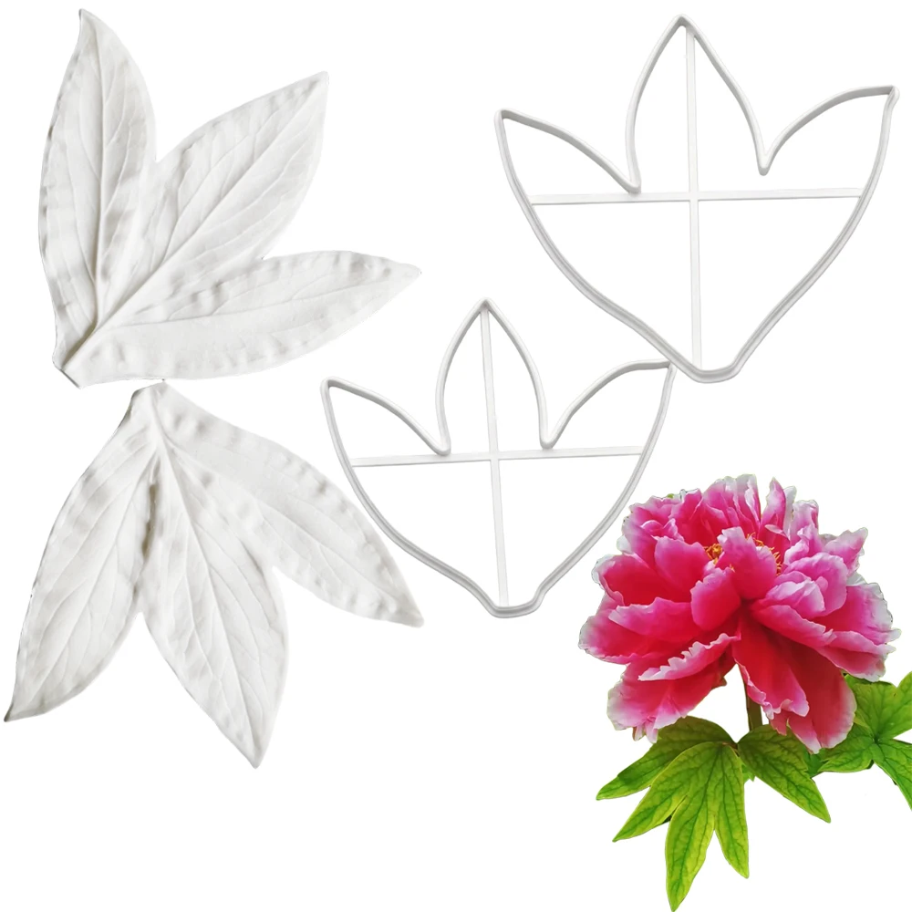 Moldes y Cortadores de Silicona Grandes con Forma de Hoja de Peonía para Manualidades, Arcilla, Cera, Velas, Flores, Cerámica Fría, Porcelana y Polímeros Hechos a Mano