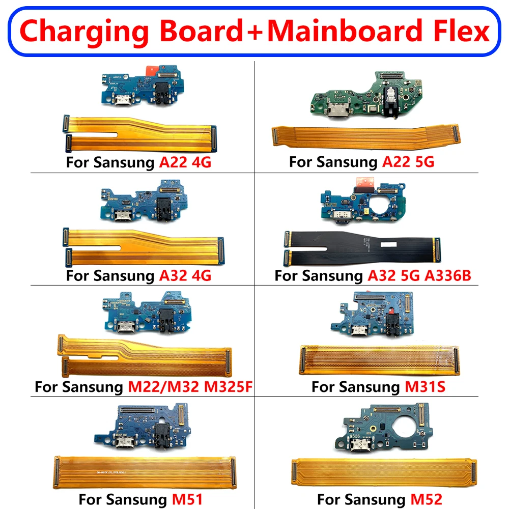 NEW USB Charging Port Connector + Main Motherboard Cable For Samsung A22 A32 4G A33 M54 5G 4G M22 M31S M32 M325F M51 M52 M62