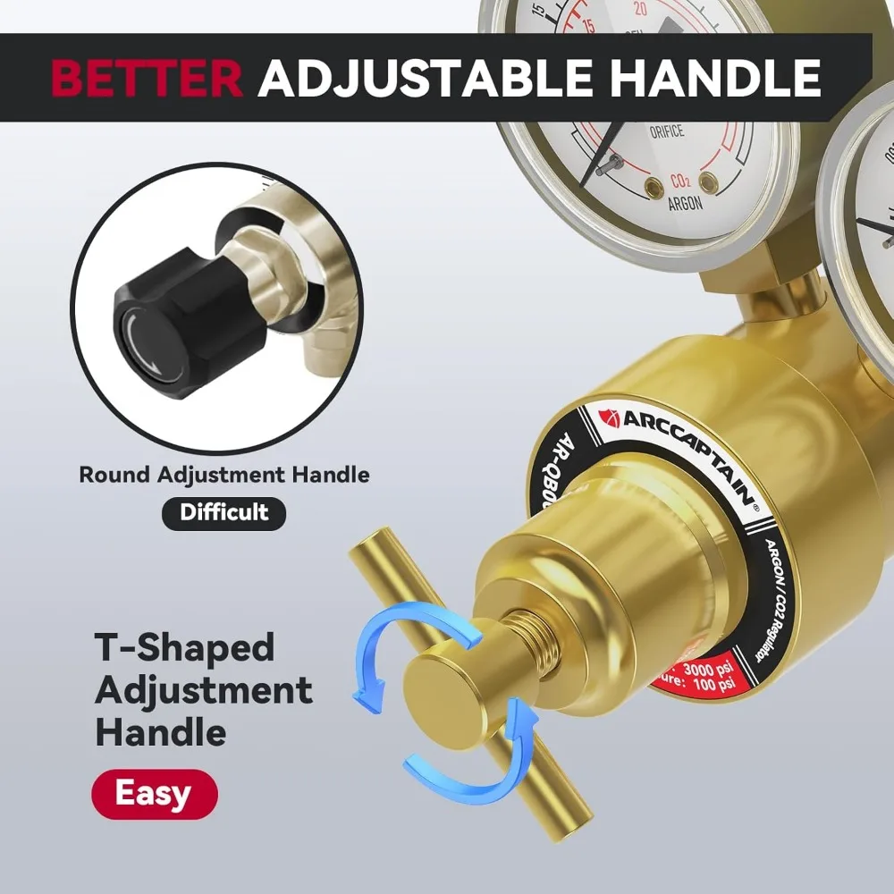 Argon CO2 Regulator with 8.2FT Hose for MIG TIG Welding, 0-4000 PSI CGA580 Inlet