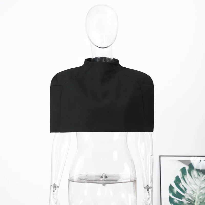 Elegant Cropped Shawl Tops Women's Short Sleeves Stand Collar Coat With Shoulder Pad 2026 New Ladies Spring Summer Solid Outwear