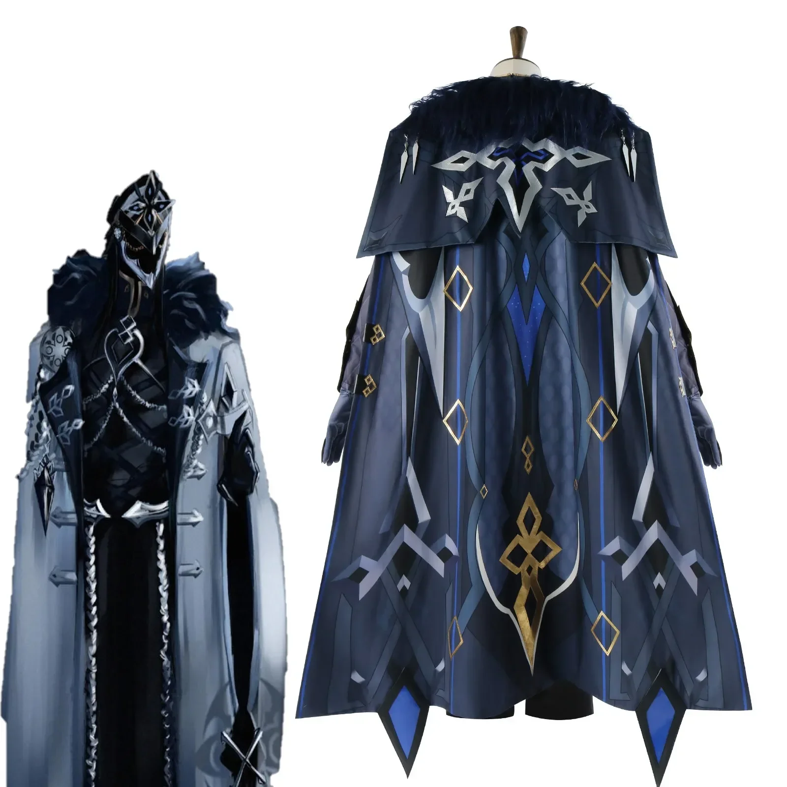 The Captain Cosplay Costume Il Capitano Wig Outfit Game Genshin Impact Anime Fatui Mask Style Halloween Party Roleplay Suit