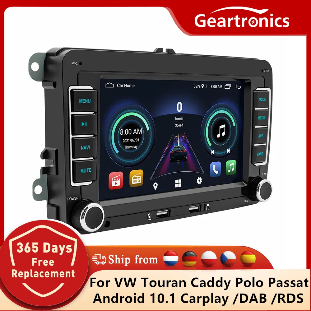 For VW/Passat/Touran/Caddy /Jetta /Polo/Seat 2 Din Android 10 Car Radio Stereo 2din Car Multimedia Player GPS Radio WiFi AUX-in