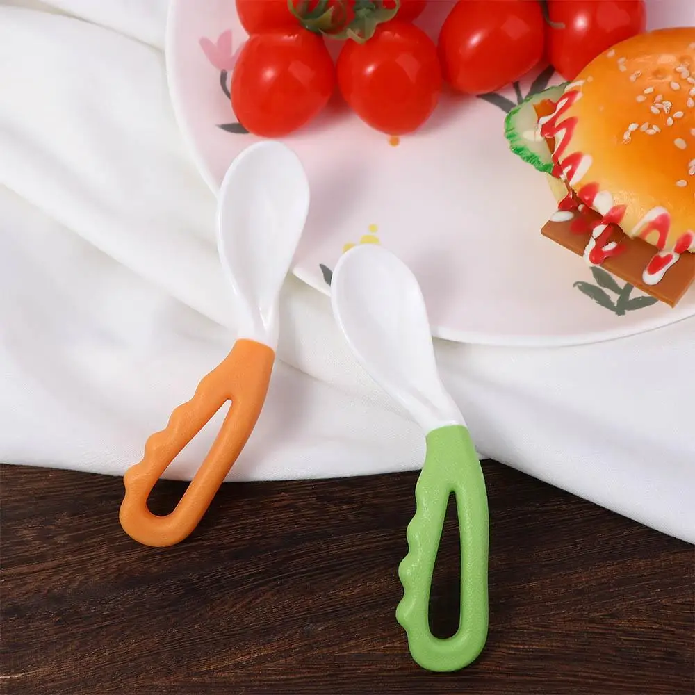 Portable Feeding Learning To Eat Orange Baby Food Spoon Newborn Tableware Infant Training Spoons Kid Curved Soup Spoon