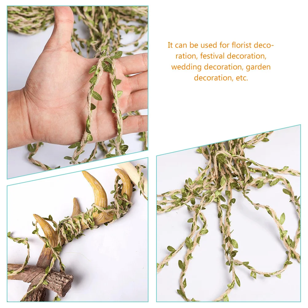 

Artificial Vine Green Leaves Simulation Leaf Rope Jute Twine Burlap String for Wedding Festival Garden Decor Rope with Leaves