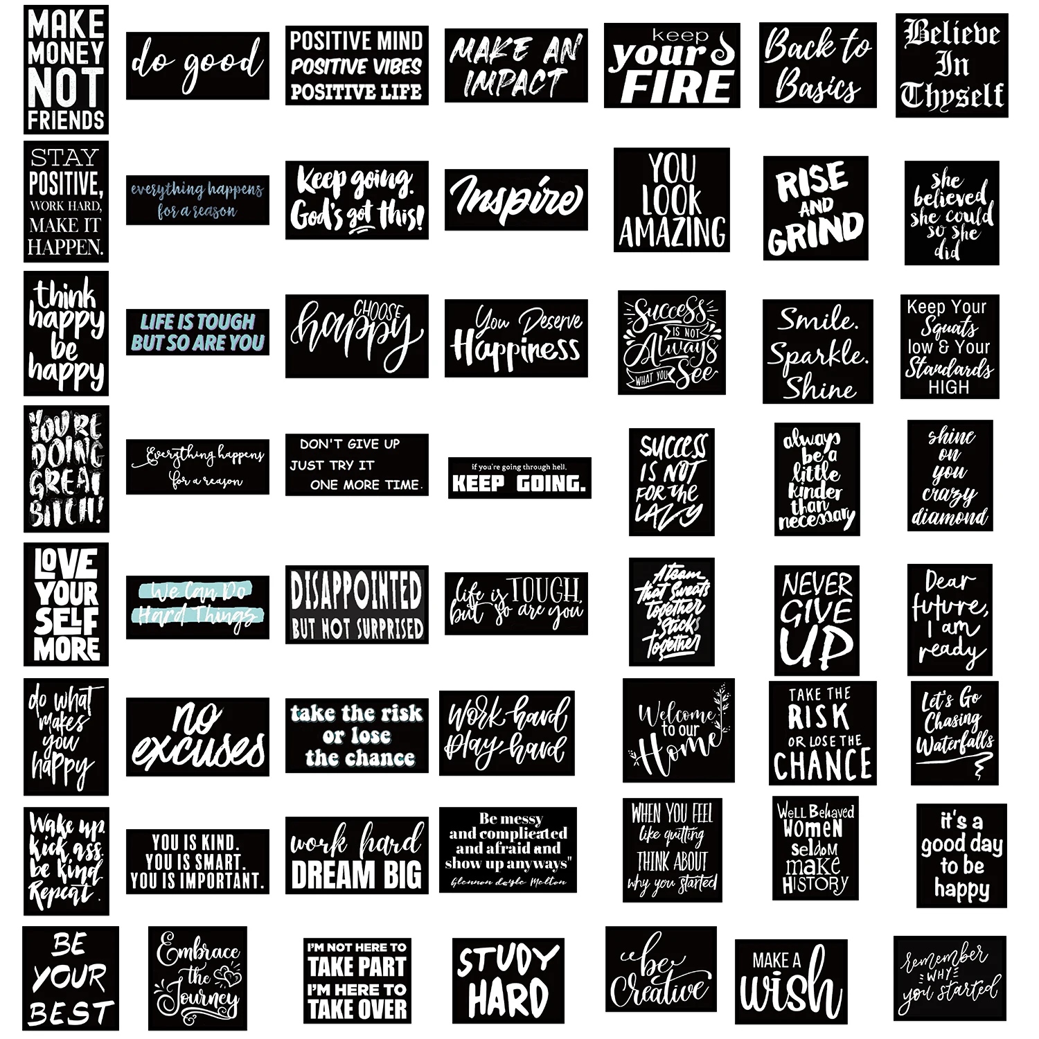 61 Stuks Inspirerende Engelse Sticker Decoratie Diy Handboek Klemboek Koelkast Skateboard Laptop Graffiti Sticker Groothandel