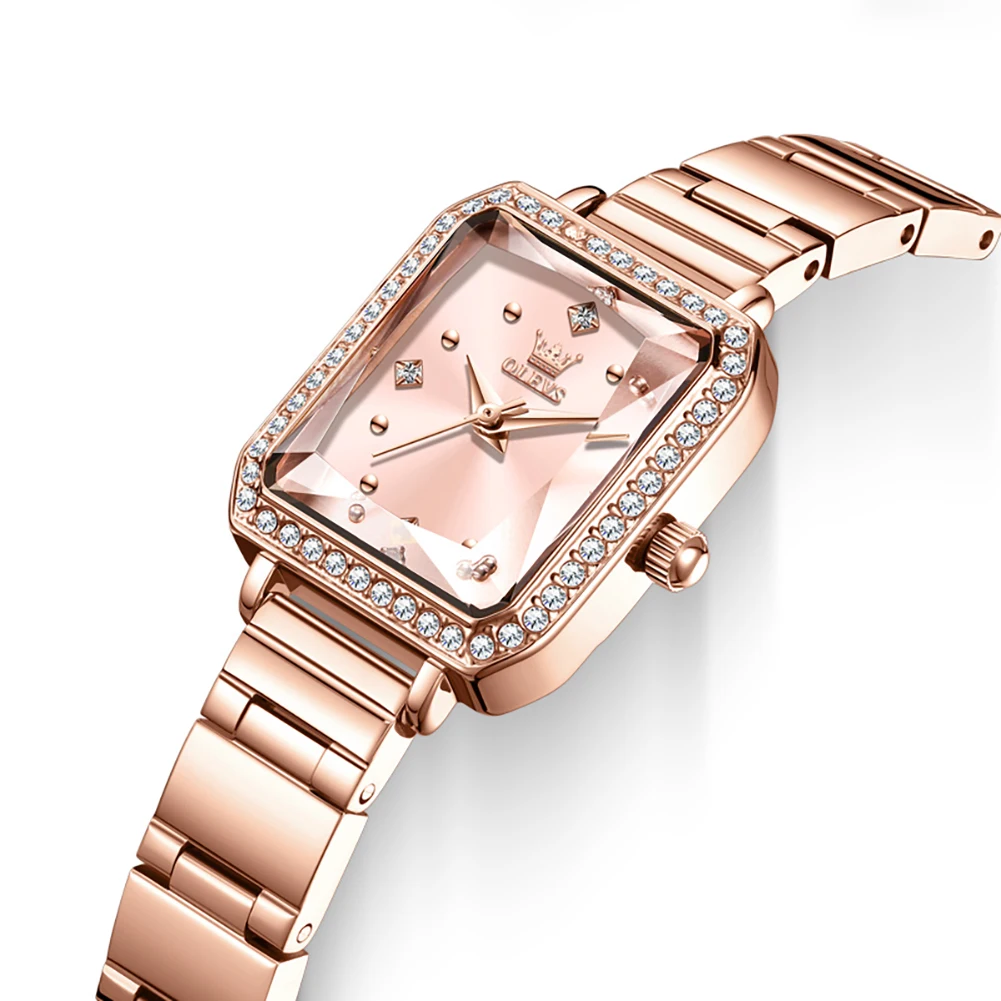 OLEVS, reloj de cuarzo de oro rosa de la mejor marca para mujer, relojes impermeables, reloj de pulsera deportivo con correa de acero inoxidable para mujer, ultrafino