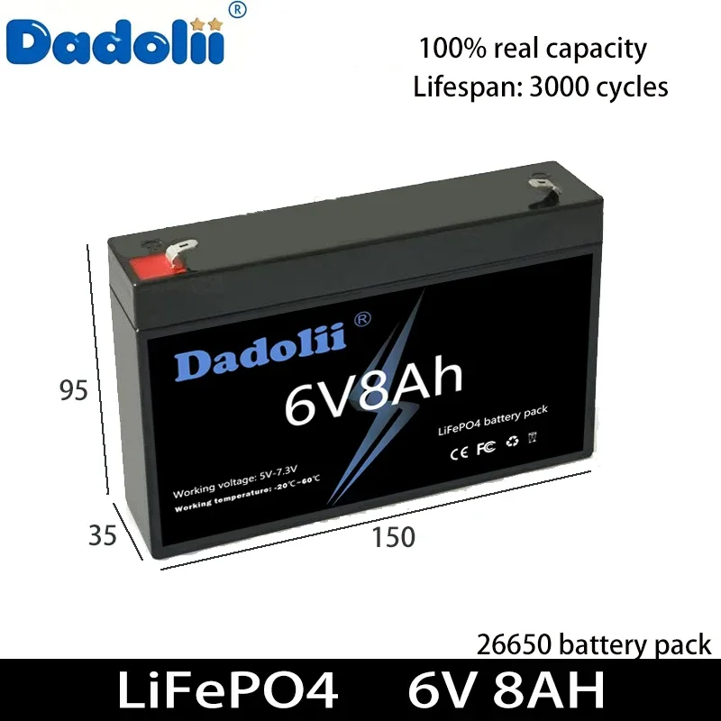 Paquete de batería LiFePO4 6v5ah6v8ah 6v10ah6v coche eléctrico para niños coche de juguete motocicleta cochecito de bebé batería