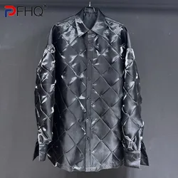 PFHQ Men's Silhouette New Diamond Square Shirts Autumn Bright Design Long Sleeved Trendy Light Luxury Darkwear Cool Tops 21Z1522