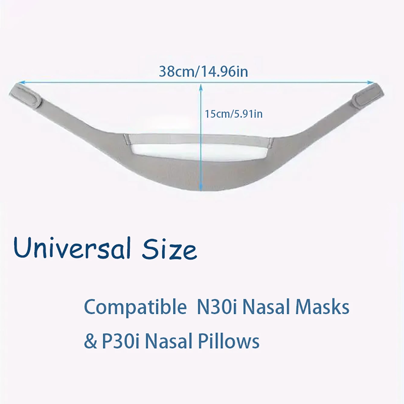 Nasal Replacement Adjustable Headgear Strap. Compatible with ResMe Air Fit N30i; Air Fit P30i or Gel Masks, Wide Cushion, Snug