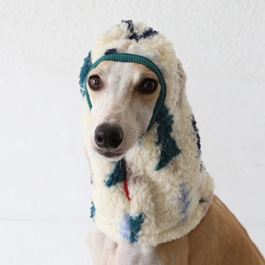 Modieuze handgemaakte Italiaanse windhond pluche anti-vriesmuts voor de winter, hondenhoofddecoratie, warme muts voor whippets, geluidsdichte hondenmuts.