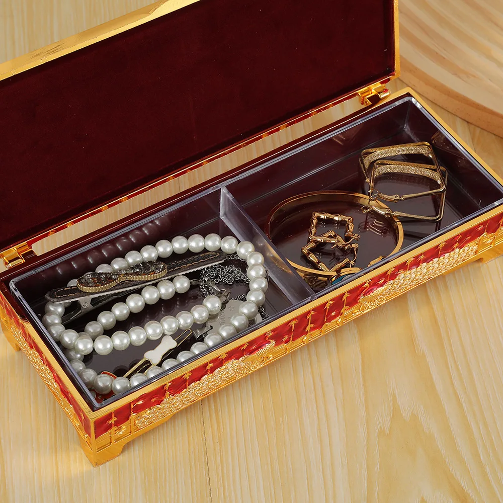 Antique Peacock Pattern Zinc Alloy Rectangular Trinket Organizer Box Vintage Jewelry Storage Box Anniversary Women's Gift