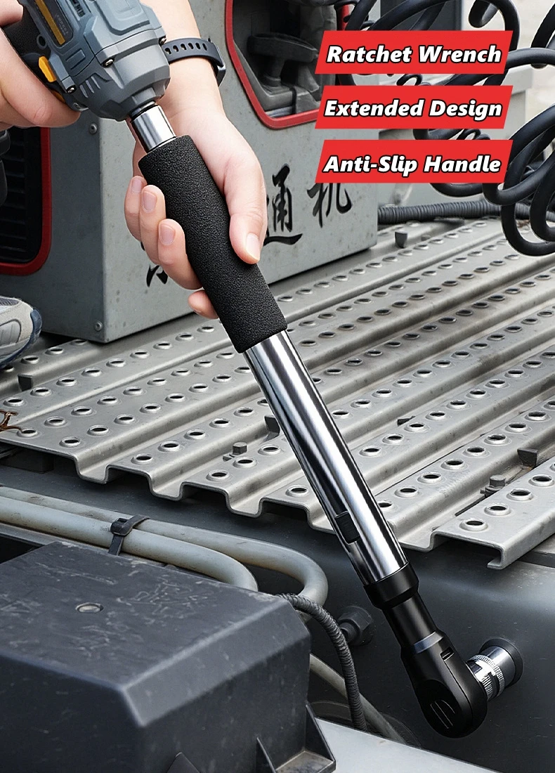 High Torque Ratchet Wrench Offset Impact Extension Bar Automotive Tight Space Repair Tool Car Truck Motorcycle Mechanics Garage