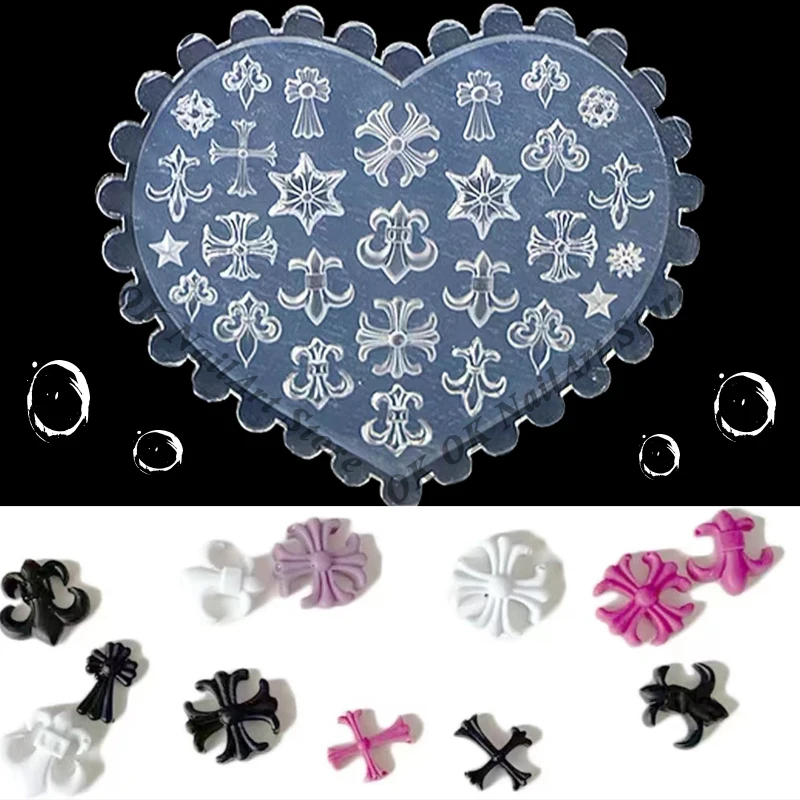 Silicone Mold DIY Nail Tools Heart Flower Fish Lace Relief Mold Handicrafts Nail Charms Accessories Carving Molds