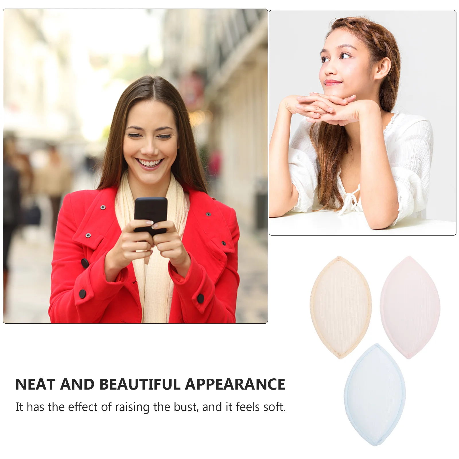 

5 Pairs Bra Inserts Cushion Reusable Cotton Pads Bras Breast Bathing Suit Dress Swimsuits Evening Wedding Non Slip Non Deformed