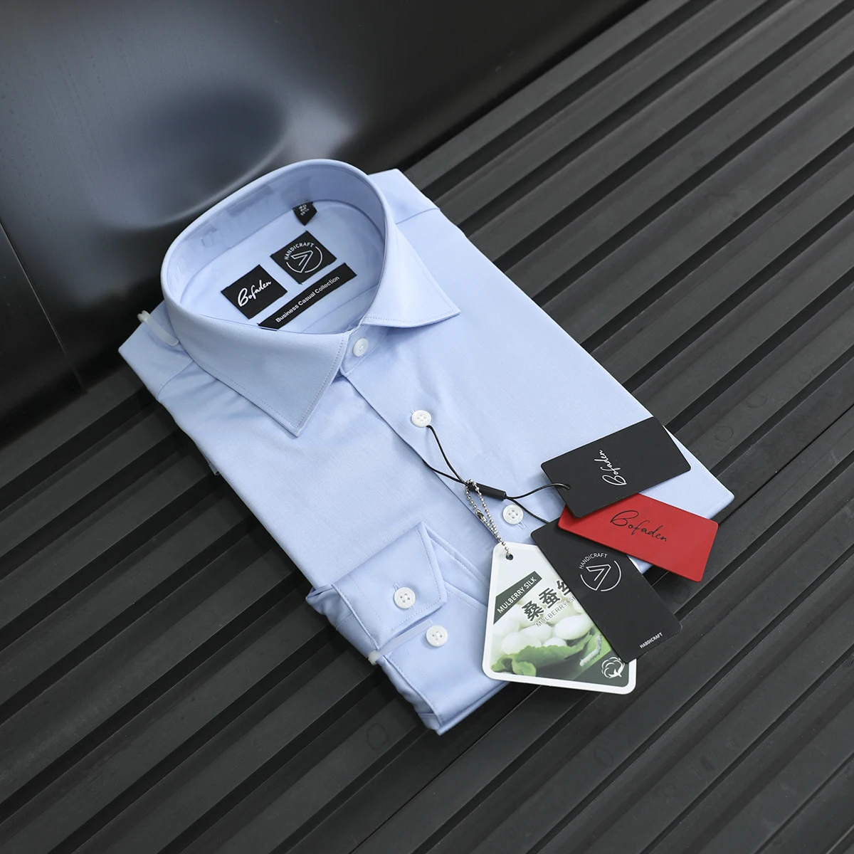 

Мужская рубашка с длинным рукавом, приталенного кроя, с воротником-стойкой, из смесового полиэстера, модала и шелка, дышащая, для делового и повседневного стиля