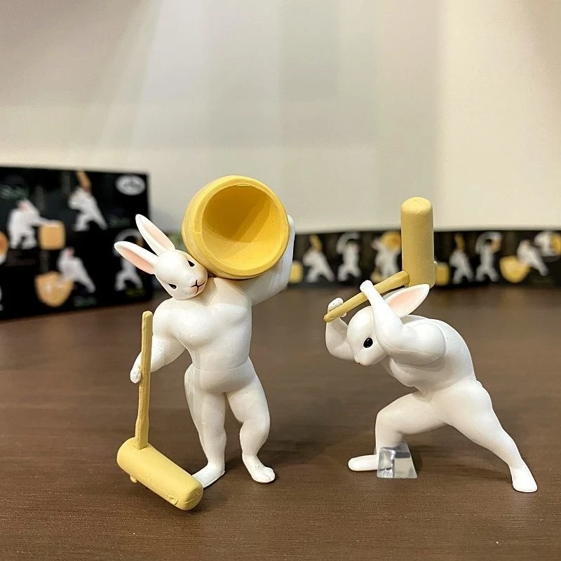 Cartoon Action Figure Gepureerde Rijstcake Spier Jade Konijn Karaktercollectie Ornamenten Decoratie Blind Box Speelgoed Kindergeschenken