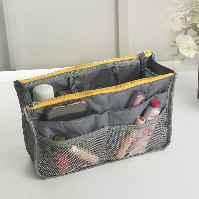 Bolsa Organizadora de Cosméticos para Mujer, Bolsa de Viaje de Nailon, Organizador de Bolso Plegable de Gran Capacidad, Forro para Bolsa de Maquillaje