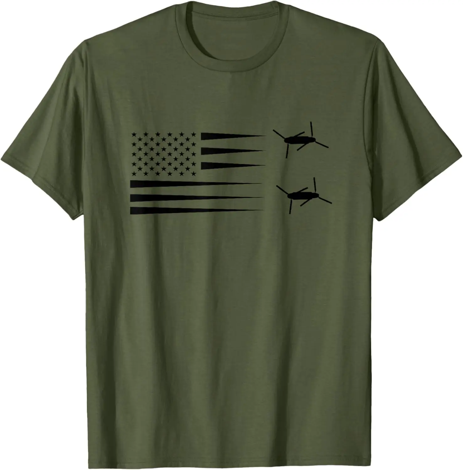 American Flag CH-47 Chinook Helicopter T-Shirt 100% Cotton O-Neck Short Sleeve Summer Casual Mens T-shirt Streetwear