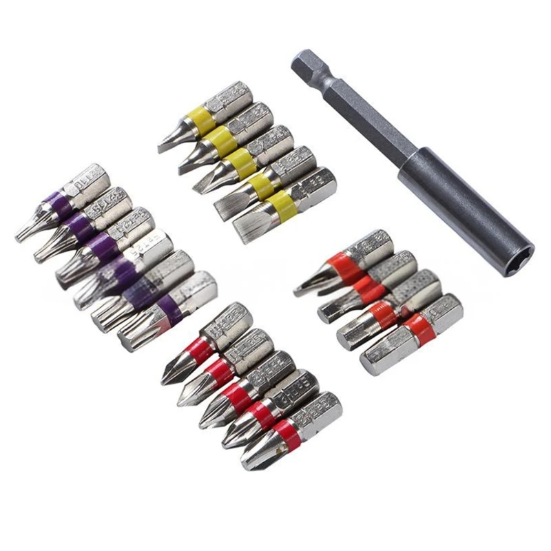 Professional Screwdriver Bit Set, Stainless Steel Driver Bit Set, Includes 75mm Extension Handle, 21 in 1 Multiple Bit Set