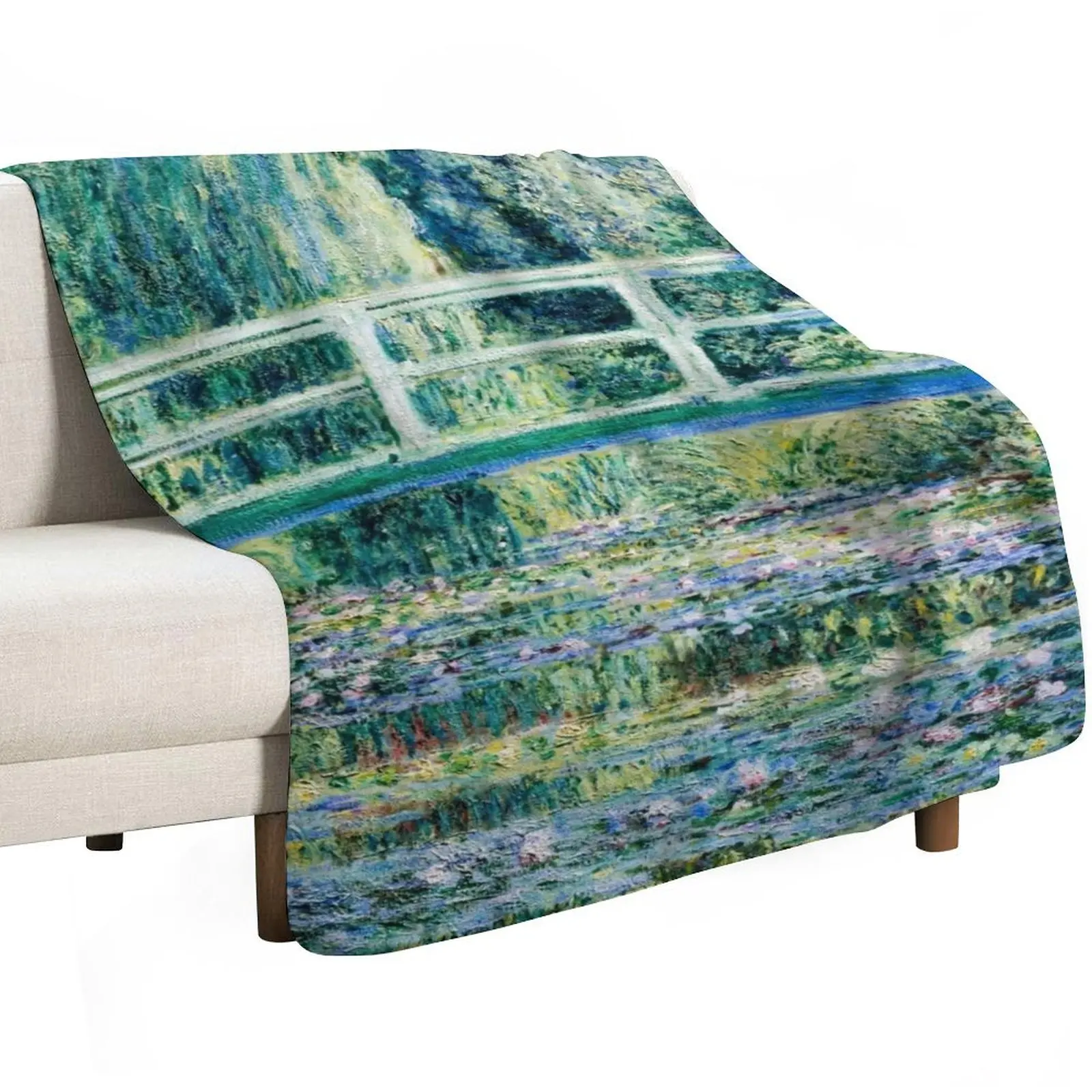 Monet Water Lilies and Japanese Bridge 1899 Throw Blanket Cute cosplay anime warm for winter Furry halloween Stuffeds Blankets