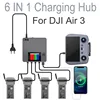 USB 어댑터가 있는 고속 스마트 배터리 충전기, 디지털 디스플레이, DJI AIR 3/3S 드론용 배터리 충전 허브, 6 in 1 1