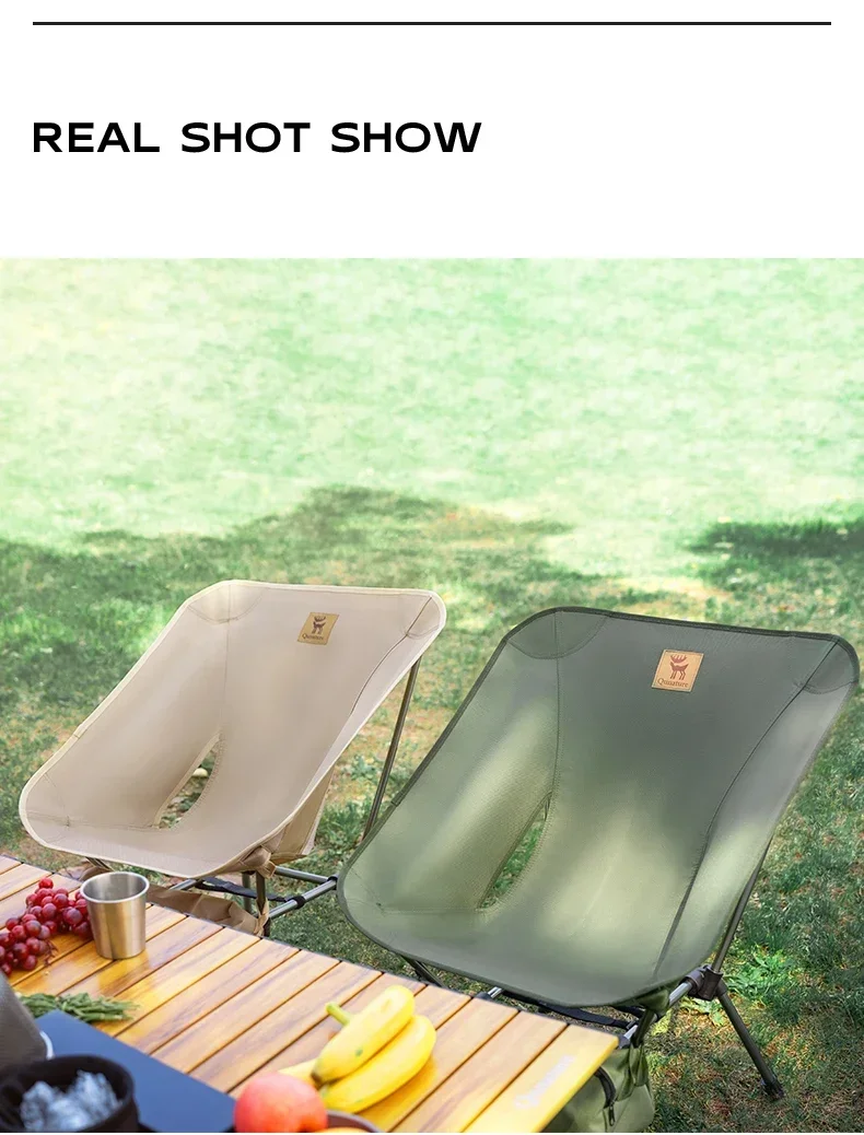 Qunature Folding Camping Portable Picnic Moon Chair Outdoor Chair Lightweight Bearing Strong Ride Fishing Hiking Chair