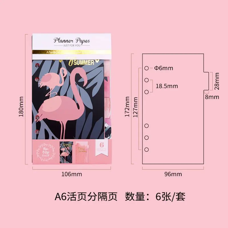 Never 6 sheets Binder Index Dividers Index Page for Loose-leaf Notebook Scrapbook Stationery Bookmark School Office Supplies