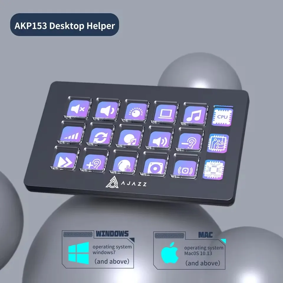 AJAZZ AKP153 Desktop Helper 15 Keys Macro Keyboard Multifunctional Console Panel Desktop Assistente Customized Mini Keyboards