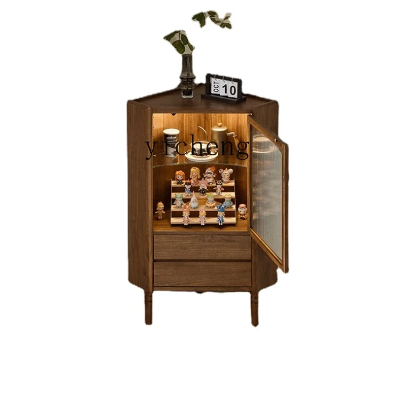 

Xl Solid Wood Triangle Cabinet Restaurant Corner Corner Black Walnut Storage Cabinet