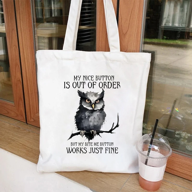 Animal Joke Graphic Tote Bag borsa per la spesa da donna borsa a tracolla in tela riutilizzabile estetica per gatti elegante borsa a tracolla per