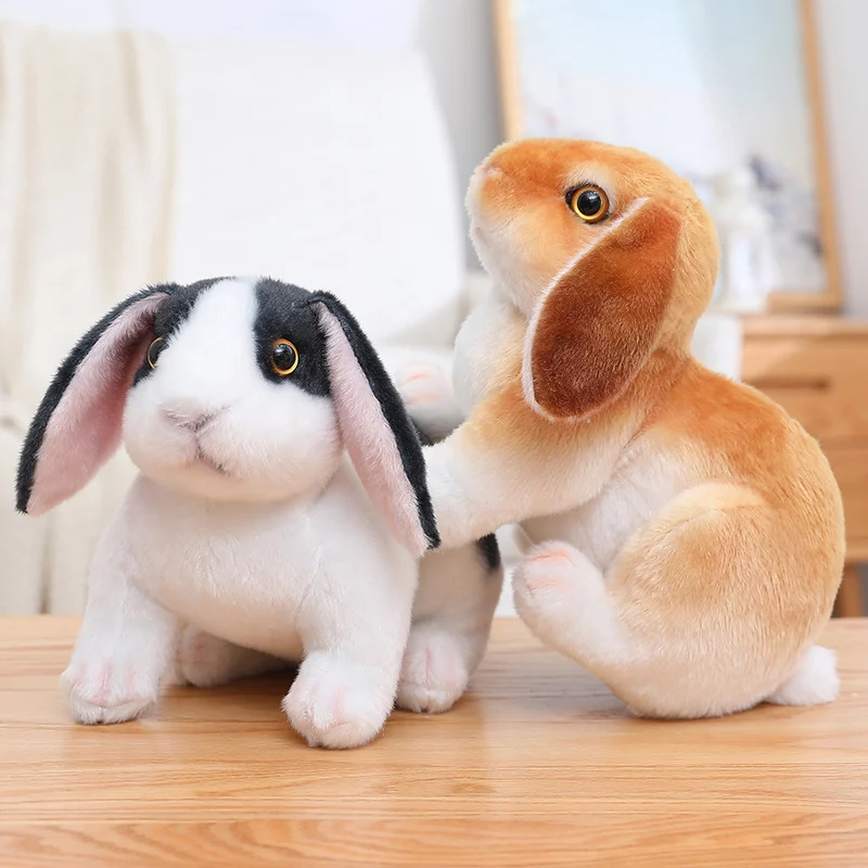 New Lifelike Rabbit Plush Toys Real Life Cute Stuffed Animal  Bunny Soft Doll  Birthday Gift Kids Toy