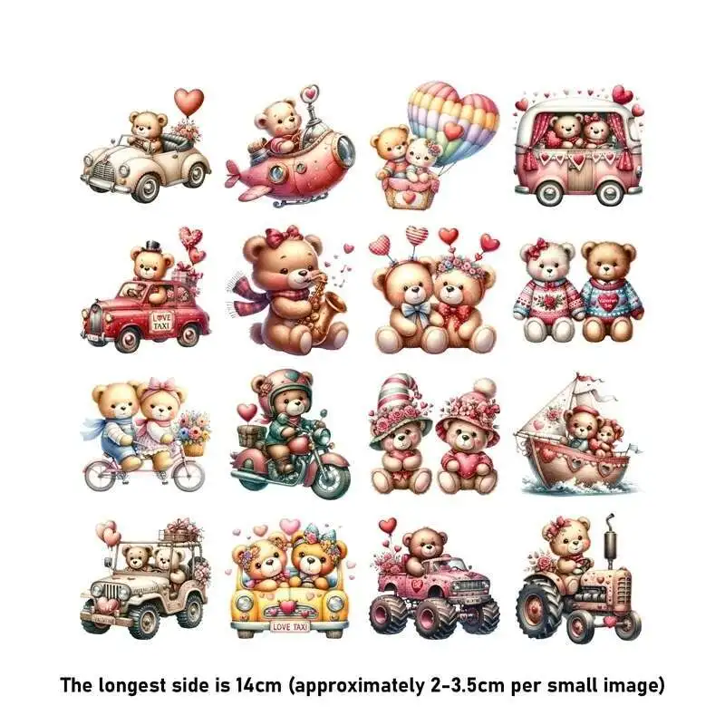 دعوى الكرتون البطريق جرو الدب الحديد على نقل الحرارة ملصق لعبة ملابس دمى Pinted الفينيل الحرارية قابل للغسل تي شيرت عشاري