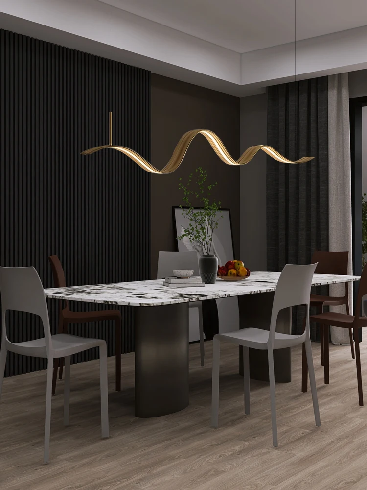 

Modern luxury wave pendant lights designer dining room chandeliers copper hanging light fixture kitchen island suspension lamp