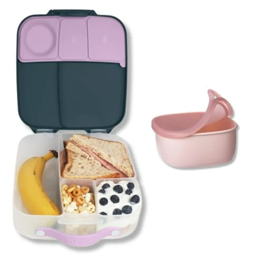 

Jumbo Bento Box and Leakproof Container Combo Pack in Indigo Rose and Berry Colors: Perfect for School Lunches Outdoor Picnics
