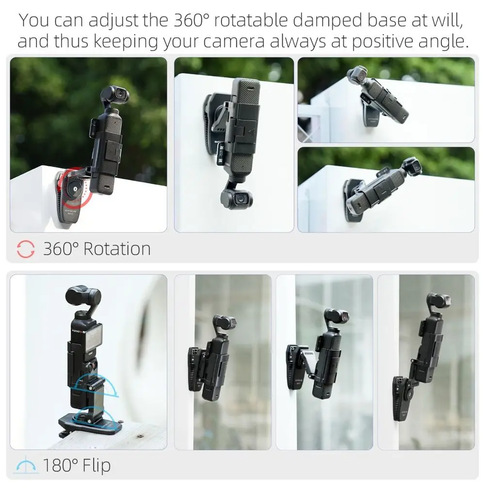Clip magnetica per montaggio su zaino Morsetto per clip per zaino pieghevole estensibile Staffa magnetica da parete girevole a 360 gradi per DJI Osmo Pocket 3