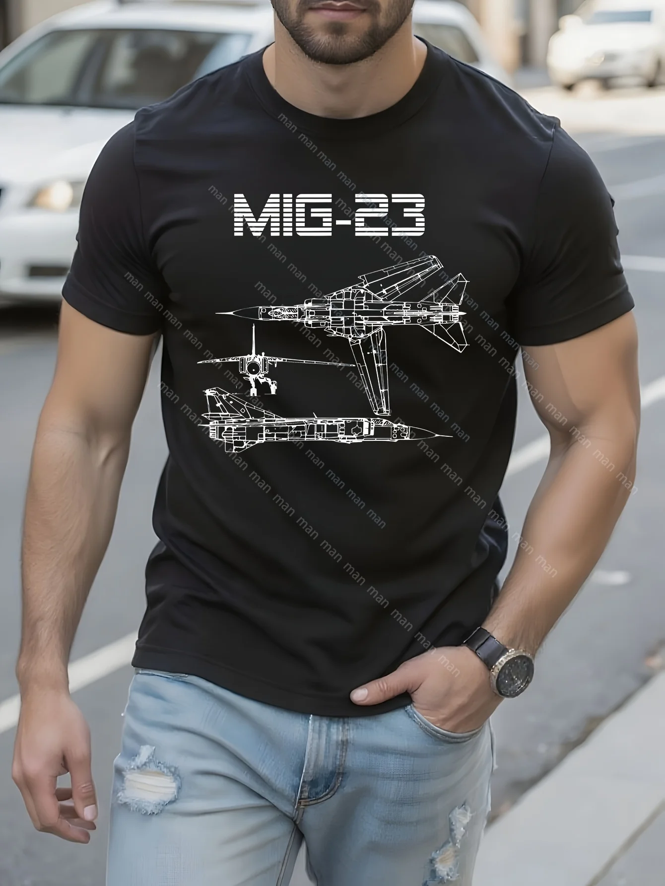 

Mig-23 советский самолет Warbird Blueprint схематические диаграммы мужская футболка с коротким рукавом повседневные летние футболки для мальчиков
