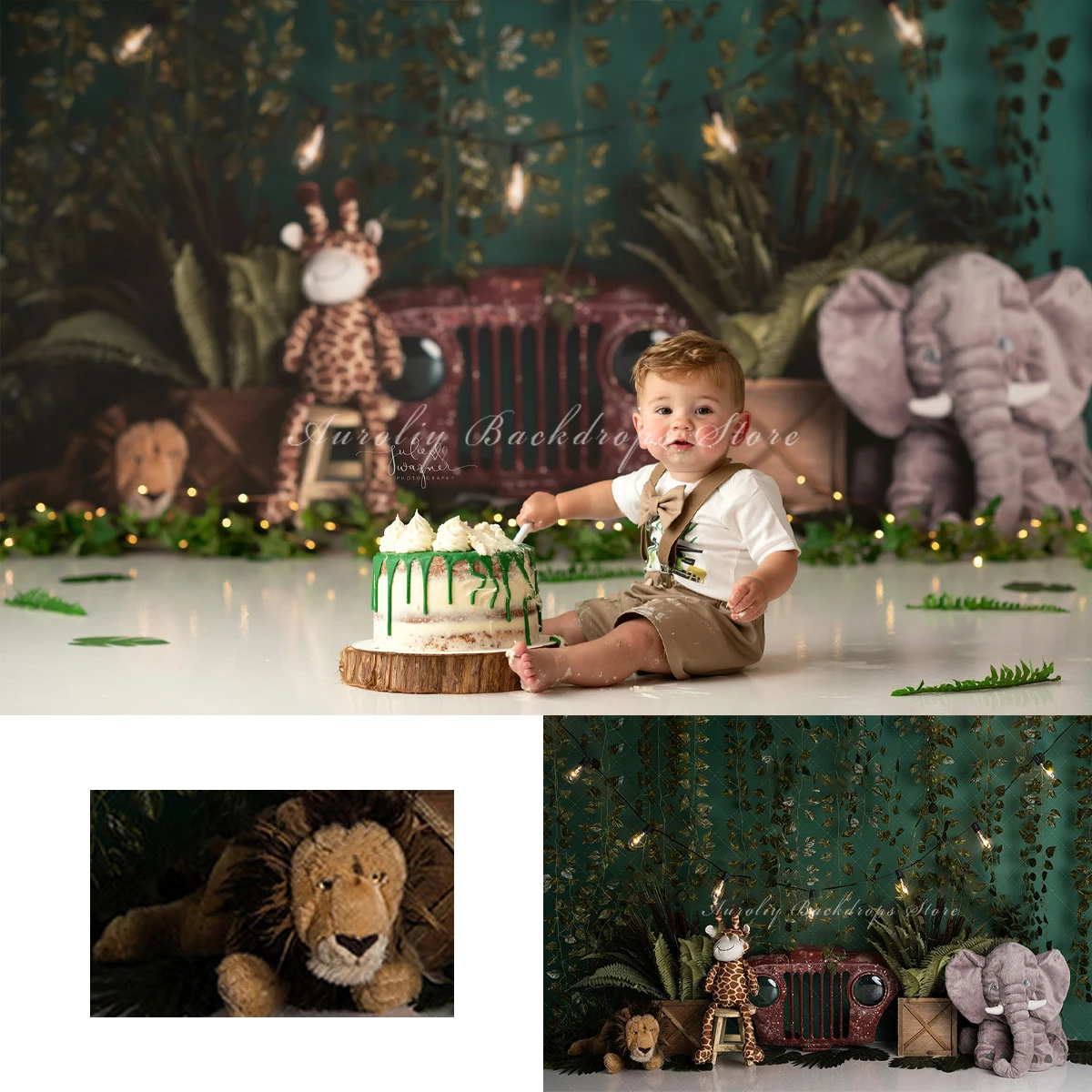 

Wildlife Forests Backgrounds Cake Smash Kids Adult Photography Props Child Baby Elephant Lion Decors Studio Photo Backdrops