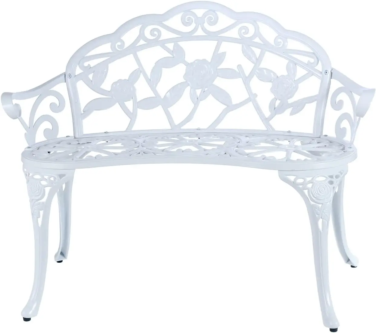 

JARDIN DE CENTENNIAL Patio Garden Bench Metal Park Bench Cast Aluminum Outdoor Furniture with Floral Rose for Patio,Park,Lawn,Ya