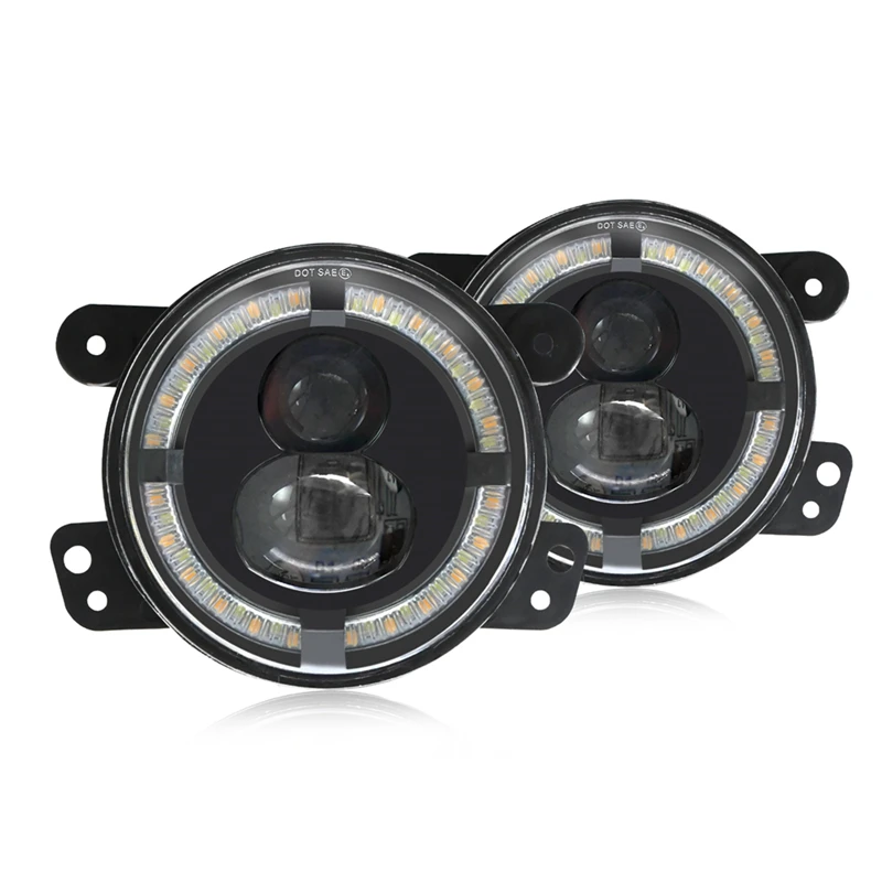 

4 Inch Round LED Fog Lights With White DRL Amber Turn Signal Lights For Jeep Wrangler JK Dodge Chrysler Accessories