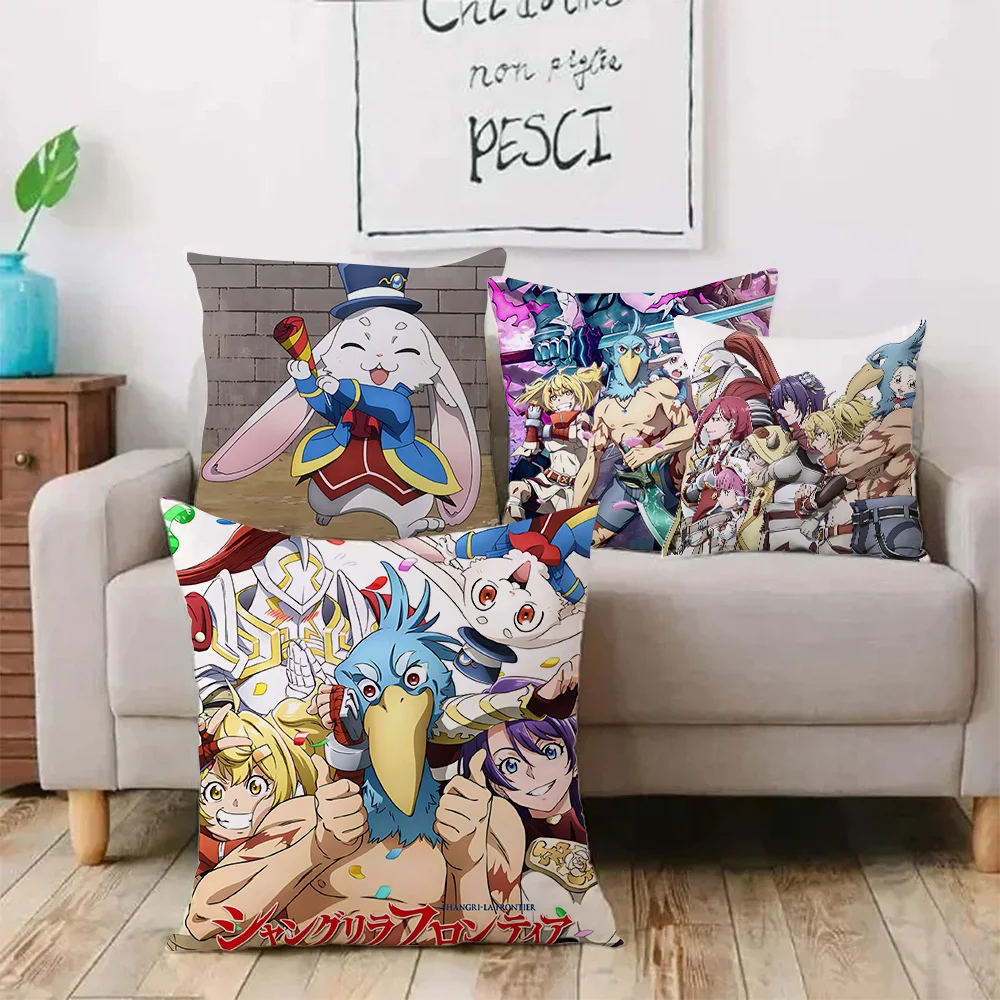 Hot Anime Shangri-La Frontier Pillow Covers Cartoon Sofa Decorative Home Double-sided Printing Short Plush Cute Cushion Cover